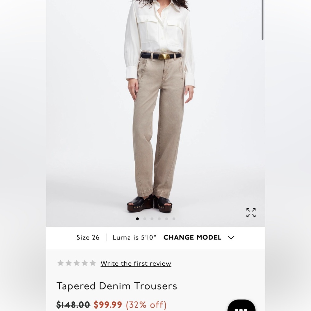 NEW WITH TAGS Madewell Tapered Denim Trousers